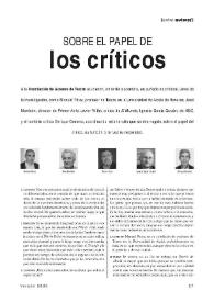 Sobre el papel de los críticos  / Juan Manuel Pérez Jiménez, José Monleón, Javier Villán, Juan Ignacio García Garzón, Enrique Centeno | Biblioteca Virtual Miguel de Cervantes