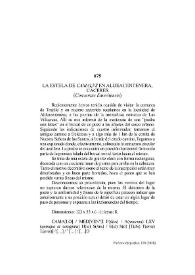 La estela de Camalvs en Aldeacentenera, Cáceres (Conventus Emeritensis) / Julio Esteban Ortega, José Antonio Ramos Rubio | Biblioteca Virtual Miguel de Cervantes