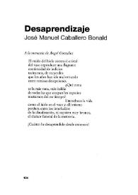 Desaprendizaje  / José Manuel Caballero Bonald | Biblioteca Virtual Miguel de Cervantes