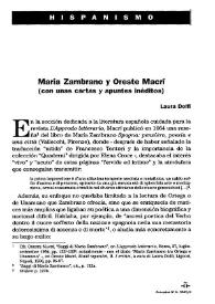 María Zambrano y Oreste Macrí (con unas cartas y apuntes inéditos) / Laura Dolfi | Biblioteca Virtual Miguel de Cervantes