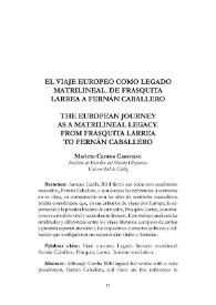 El viaje europeo como legado matrilineal. De Frasquita Larrea a Fernán Caballero / Marieta Cantos Casenave | Biblioteca Virtual Miguel de Cervantes