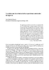 La crítica ante las crónicas de las exposiciones universales del siglo XIX / Julia Morillo Morales | Biblioteca Virtual Miguel de Cervantes