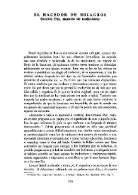 El hacedor de milagros. Octavio Paz, maestro de traductores / Graciela Isnardi  | Biblioteca Virtual Miguel de Cervantes