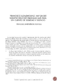 Francisco Alemán Sainz: "Hay un ser humano bajo ese paraguas que pasa". Un cuento de soledad y silencio / Francisco Javier Díez de Revenga | Biblioteca Virtual Miguel de Cervantes