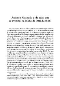Antonio Machado y "la edad que se avecina" (a modo de introducción) / Araceli Iravedra | Biblioteca Virtual Miguel de Cervantes