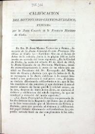 Contestación del autor del Diccionario Crítico-Burlesco a la calificación de esta obra, expedida por la Junta Provincial Marítima de Censura / B. J. G. | Biblioteca Virtual Miguel de Cervantes